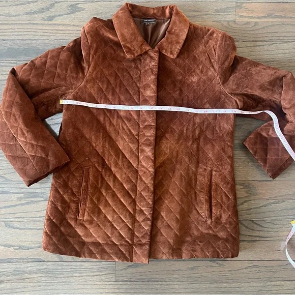 100% Leather Jacket Brown Chore Coat Quilted Women’s Medium Boxy Western - Picture 2 of 8